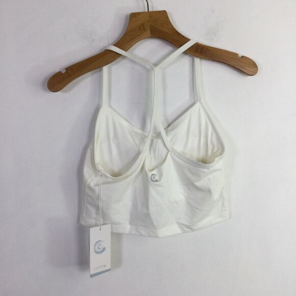 Calme Womens Cross Back Cami Top Sleeveless Comfortable White Size Medium NWT - Picture 7 of 16